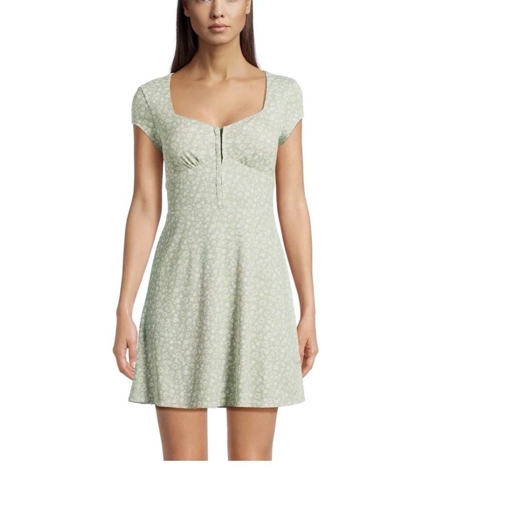 No Boundaries Mint Green Floral Dress Medium EUC Y2K 90s Cottagecore Coquette - Picture 3 of 9
